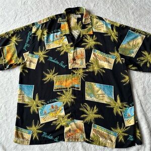 Tommy Bahama California Beaches Hawaiian Button Up Shirt Mens XXL 100% Silk